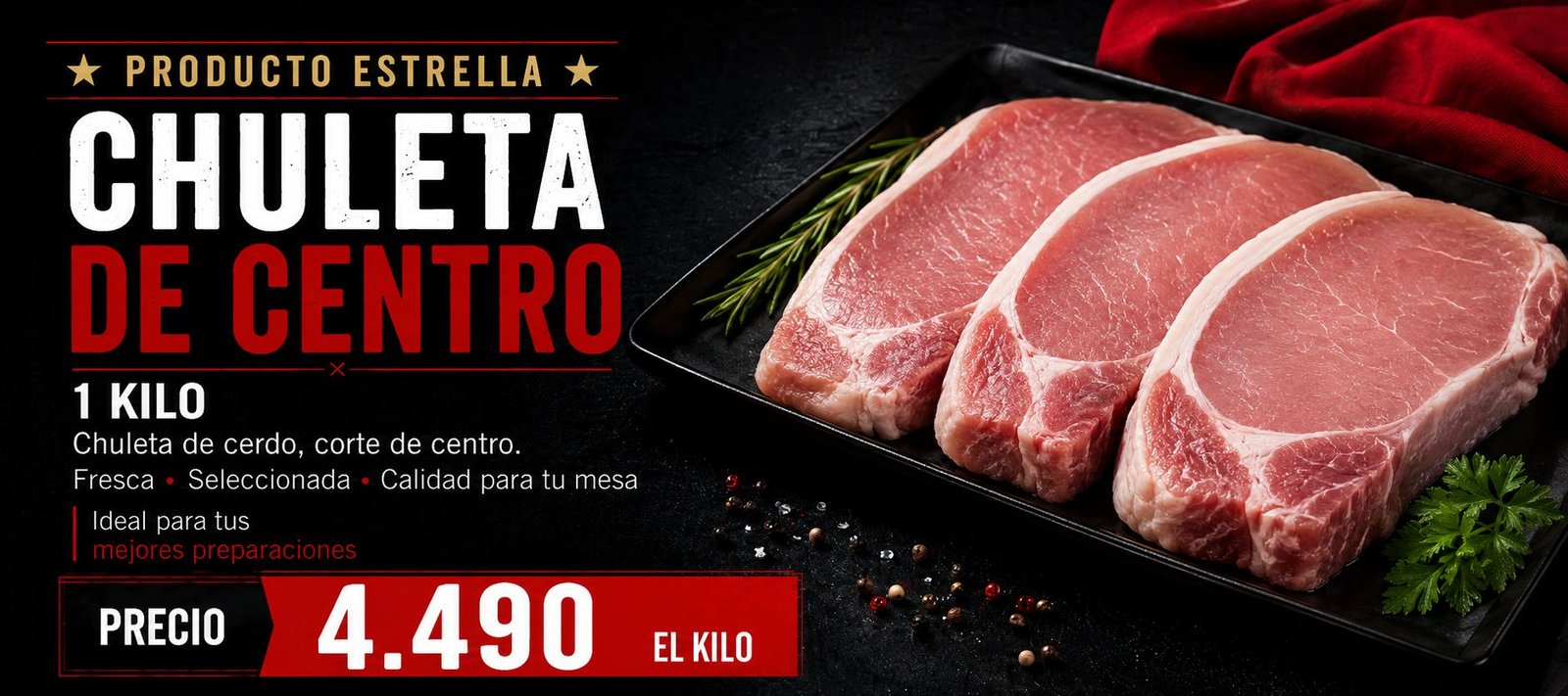 Chuleta de Centro — $4.490 el kilo
